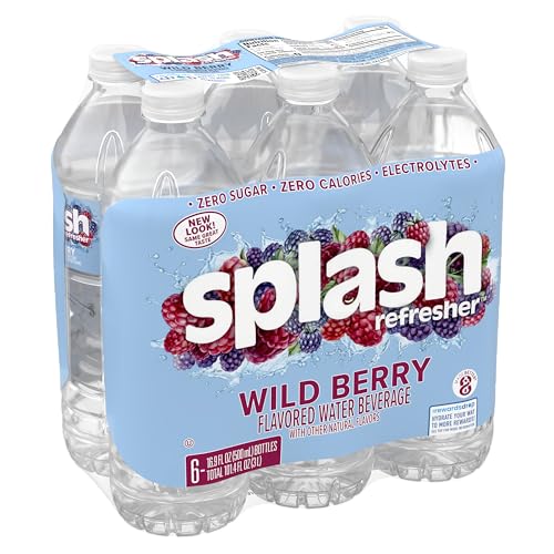 Splash Refresher Wild Berry Flavor Water Beverage 16.9 Fl Oz Plastic Bottle Pack of 6