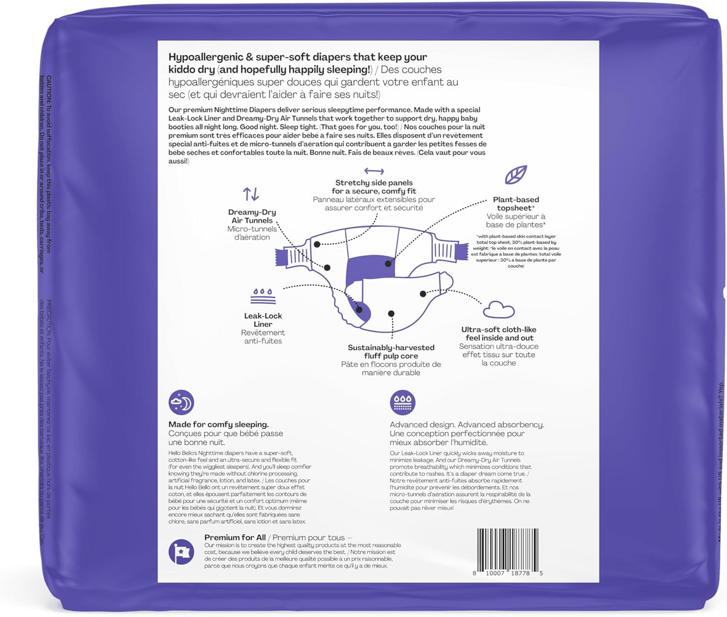 Hello Bello Nighttime Baby Diapers, Size 4, Ultra Absorbent and Hypoallergenic for Overnight Diapers for Extended Protection, 21 Count