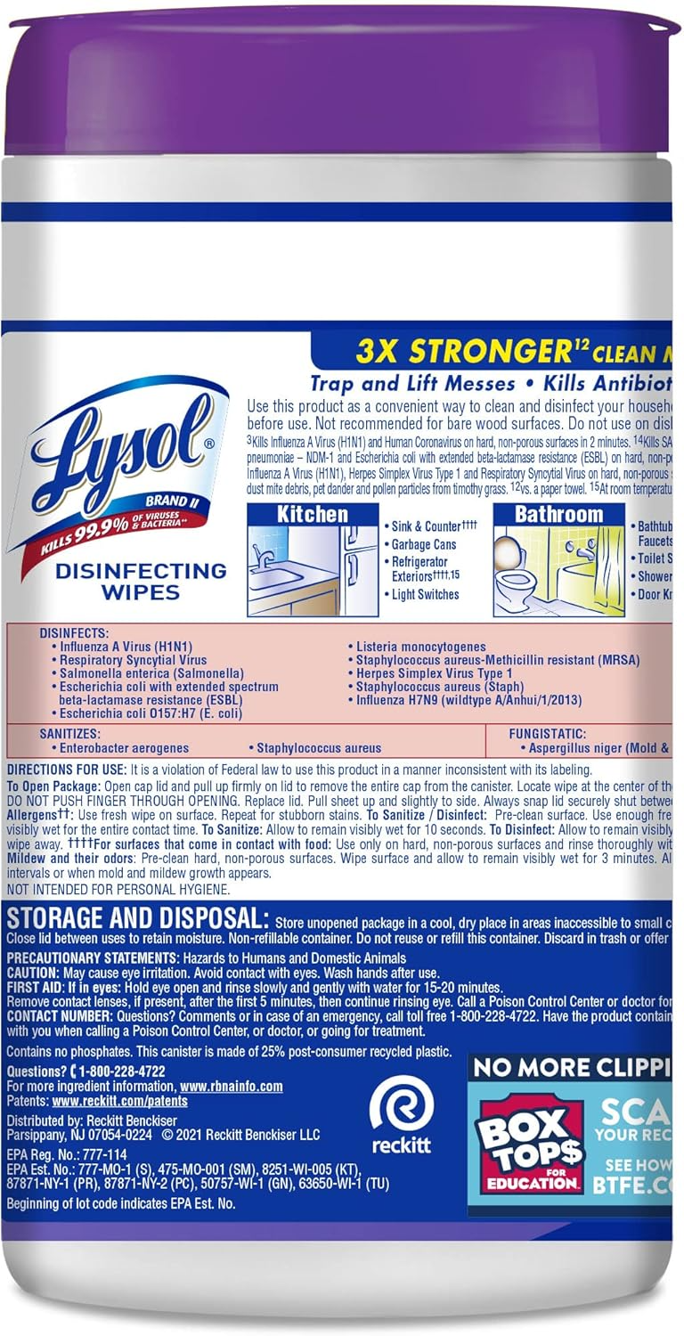 Lysol Disinfectant Wipes, Multi-Surface Antibacterial Cleaning Wipes, For Disinfecting and Cleaning, Early Morning Breeze, 80 Count