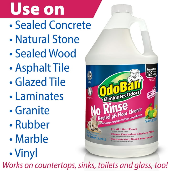 OdoBan Pet Solutions No Rinse Neutral pH Floor Cleaner Concentrate, 1 Gallon