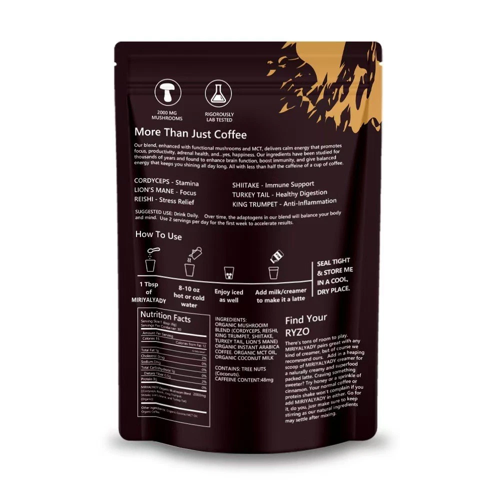 RYZE Superfoods Organic Mushroom Coffee – Medium Roast Instant Coffee with Lion's Mane & Turkey Tail, 30 Servings