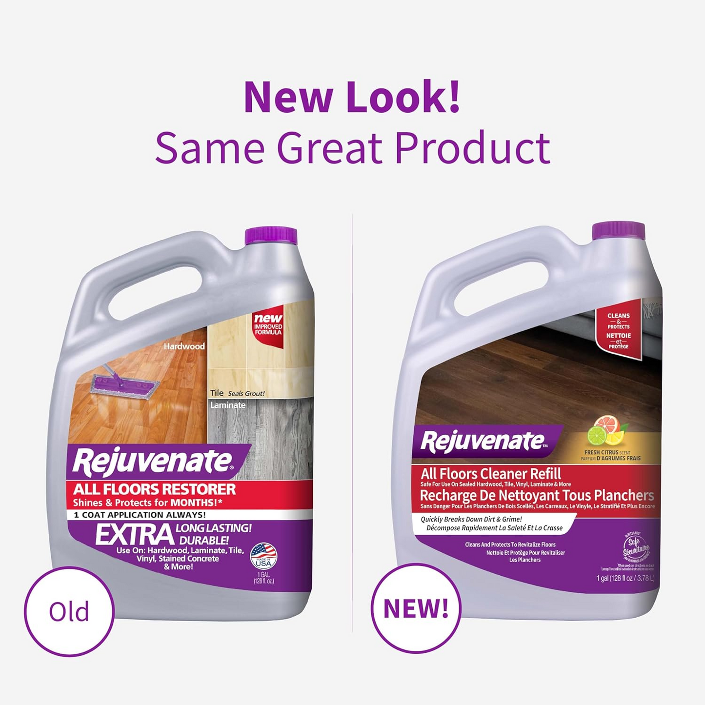 Rejuvenate All Floors Cleaner Refill, 1 Gallon, Breaks Down Dirt and Grime, Cleans and Protects Floors Throughout Your Home, Including Sealed Hardwood, Tile, Vinyl, Laminate and More