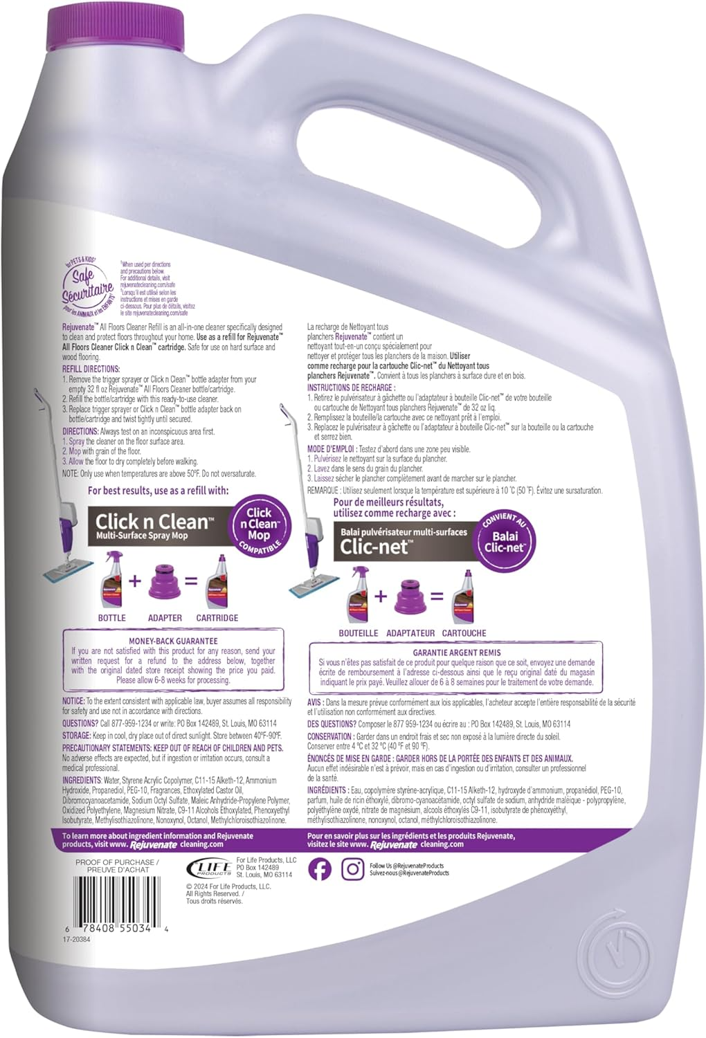 Rejuvenate All Floors Cleaner Refill, 1 Gallon, Breaks Down Dirt and Grime, Cleans and Protects Floors Throughout Your Home, Including Sealed Hardwood, Tile, Vinyl, Laminate and More