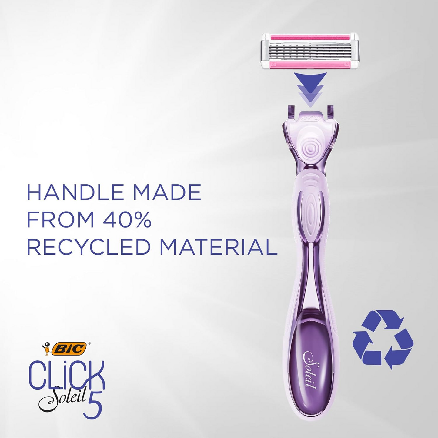 BIC Soleil Click 5 Women's Refillable 5 Blade Razors, Perfect for Gift Sets Women, 1 Handle and 10 Cartridges, 11-Pack