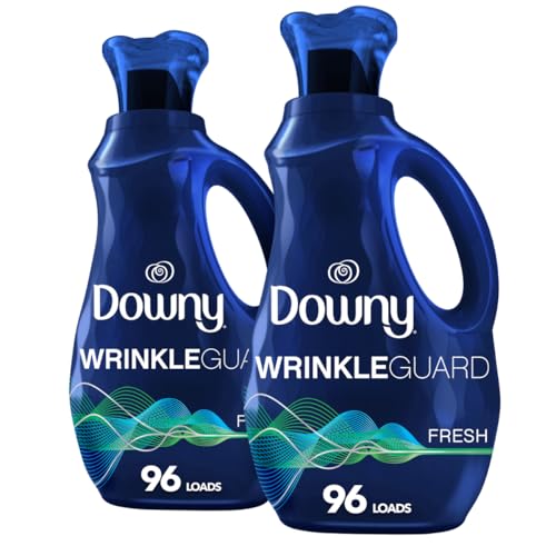 Downy WrinkleGuard Liquid Fabric Softener and Conditioner, Fresh, 48 fl oz 48 Loads, Pack of 2|B07TWJ5QRC