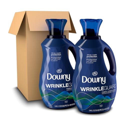 Downy WrinkleGuard Liquid Fabric Softener and Conditioner, Fresh, 48 fl oz 48 Loads, Pack of 2|B07TWJ5QRC