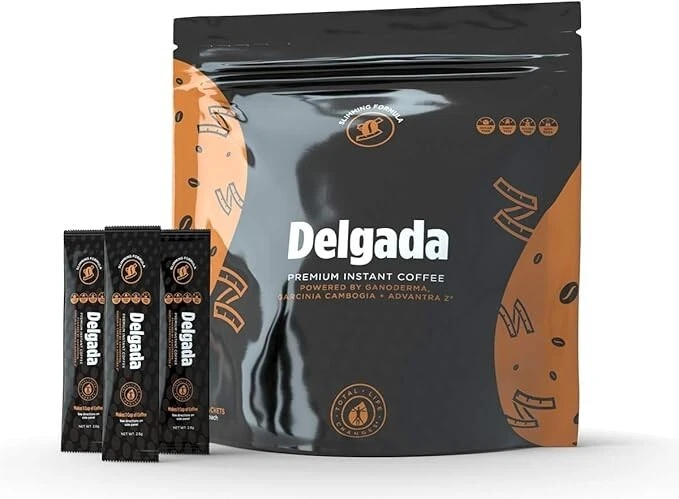 Delgada Instant Coffee with Garcinia Cambogia & Ganoderma – Rich Bold Weight Management Coffee, 30 Sachets