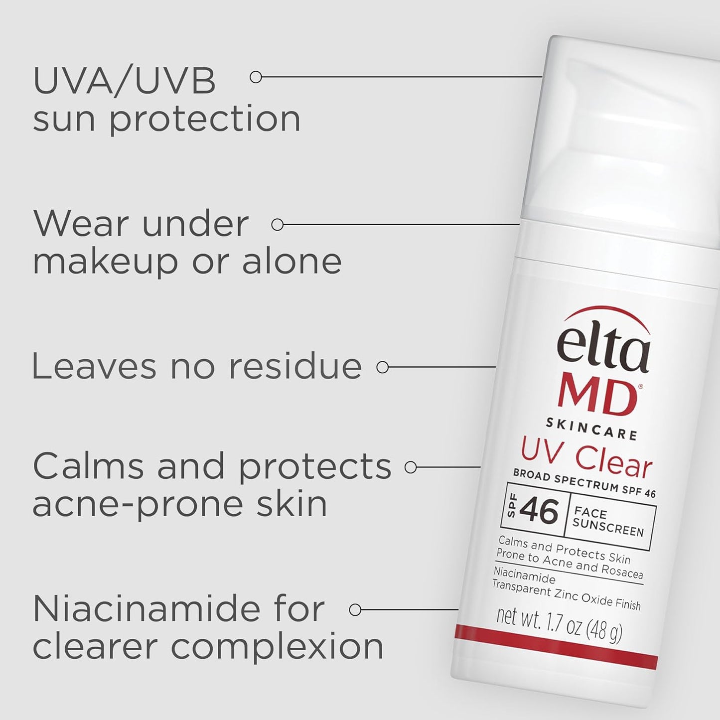 EltaMD UV Clear Facial Sunscreen SPF 46 Broad Spectrum 1.7oz - 48g New in Box