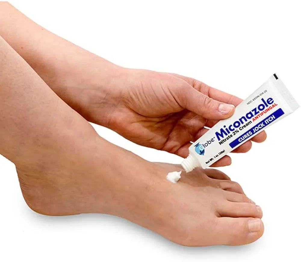 Miconazole Globe  Nitrate 2% Cream 1 oz, Cures Most Athletes Foot, Jock Itch, Ringworm and More.