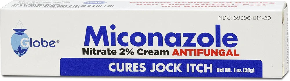 Miconazole Globe  Nitrate 2% Cream 1 oz, Cures Most Athletes Foot, Jock Itch, Ringworm and More.