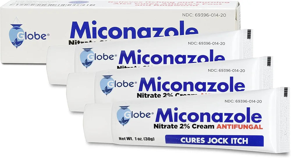 Miconazole Globe  Nitrate 2% Cream 1 oz, Cures Most Athletes Foot, Jock Itch, Ringworm and More.