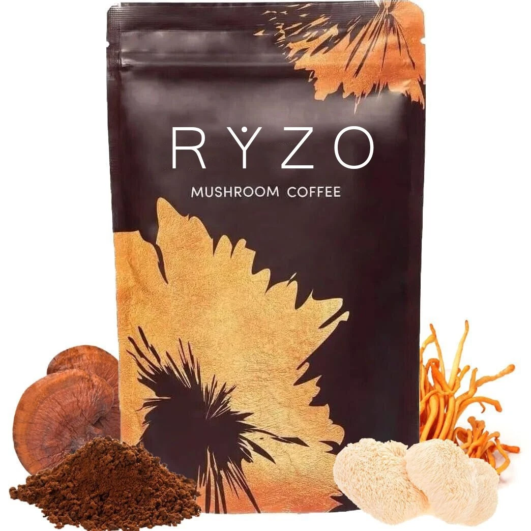 RYZE SupeRYZE Superfoods Organic Mushroom Coffee – Medium Roast Instant Coffee with Lion's Mane & Turkey Tail, 30 Servingsrfoods Organic Mushroom Coffee – Medium Roast Instant Coffee with Lion's Mane & Turkey Tail, 30 Servings