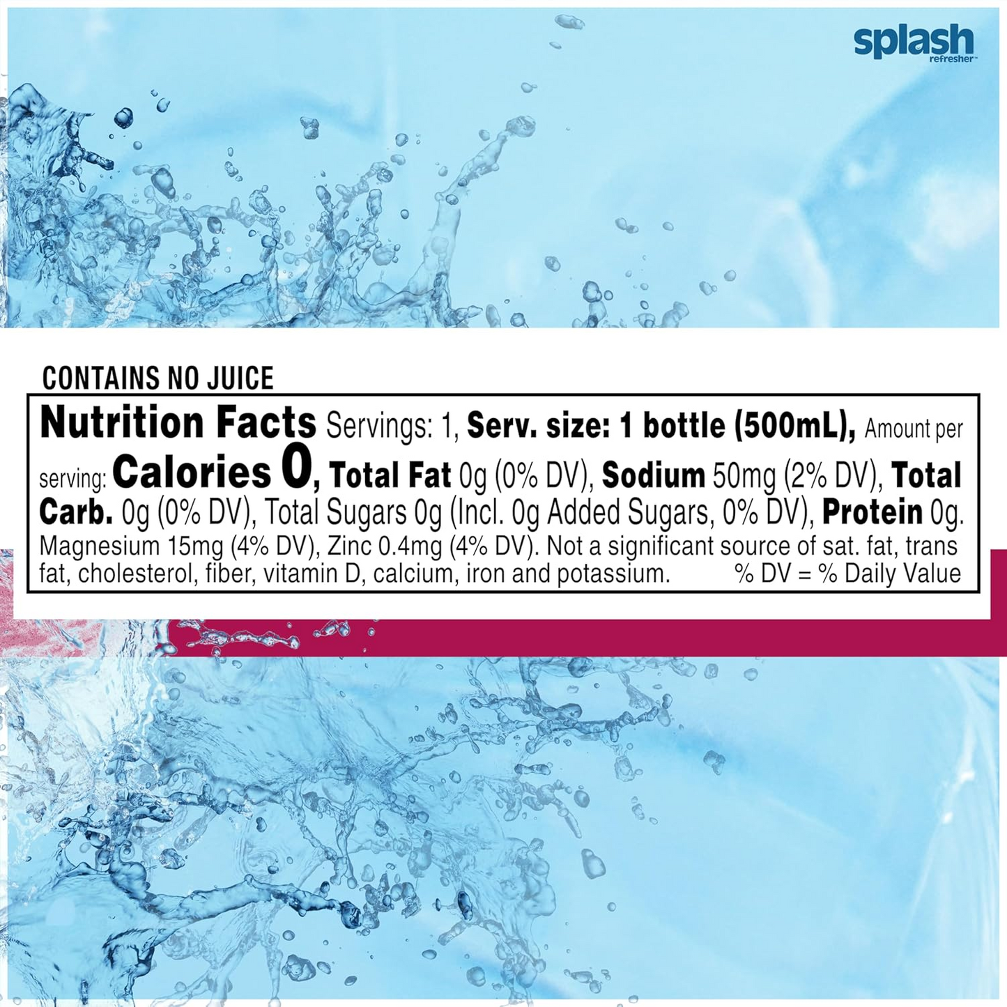 SPLASH REFRESHER Wild Berry Flavor Water Beverage, 8 Fl Oz Plastic Bottles-24 Count